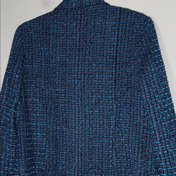 Appleseed’s Blue Textured Tweed Blazer with Notched Lapels - Picture 12 of 13